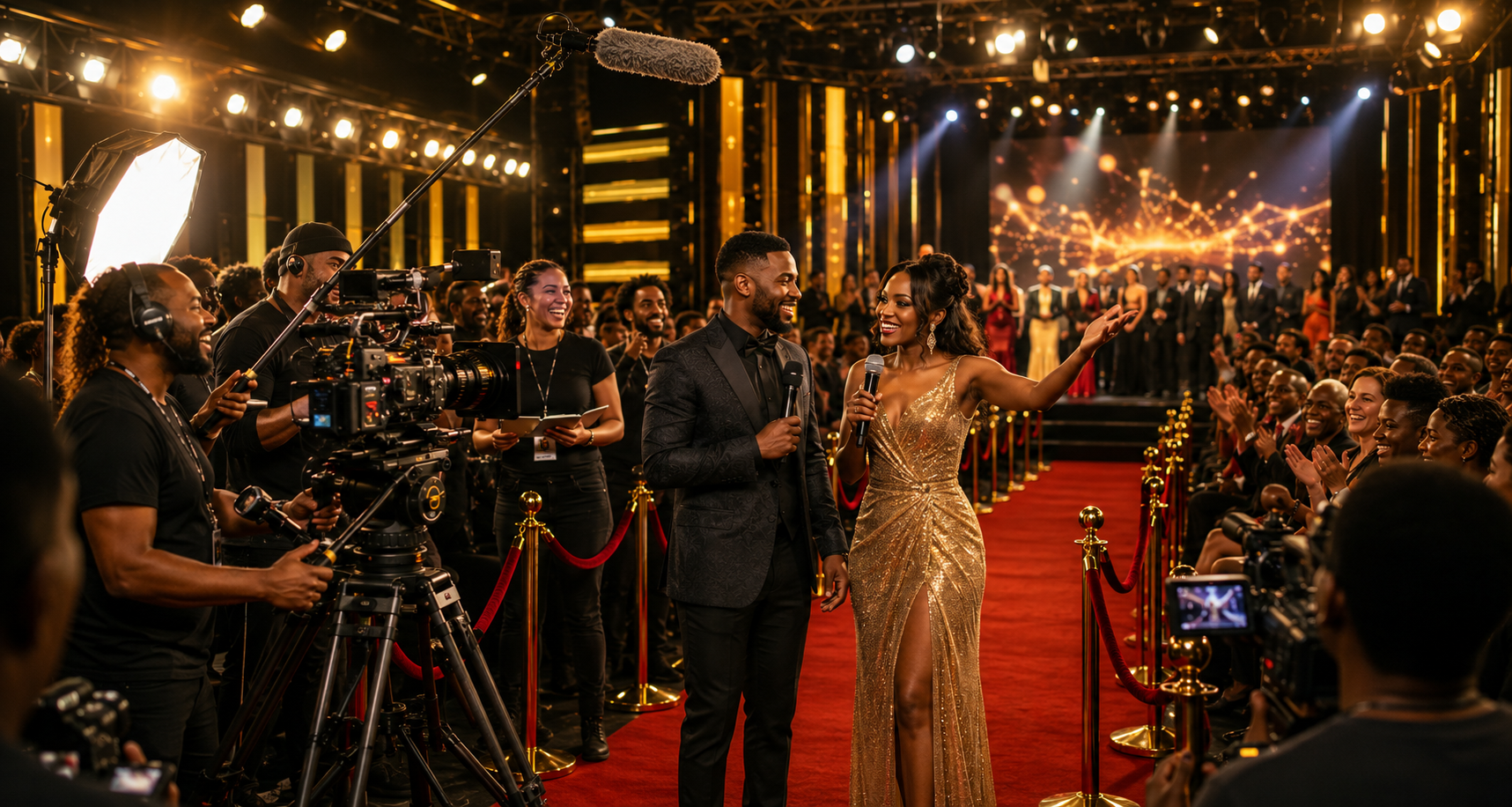 Soirée de gala Studios Zenovia Production & Events, tapis rouge, tournage en direct