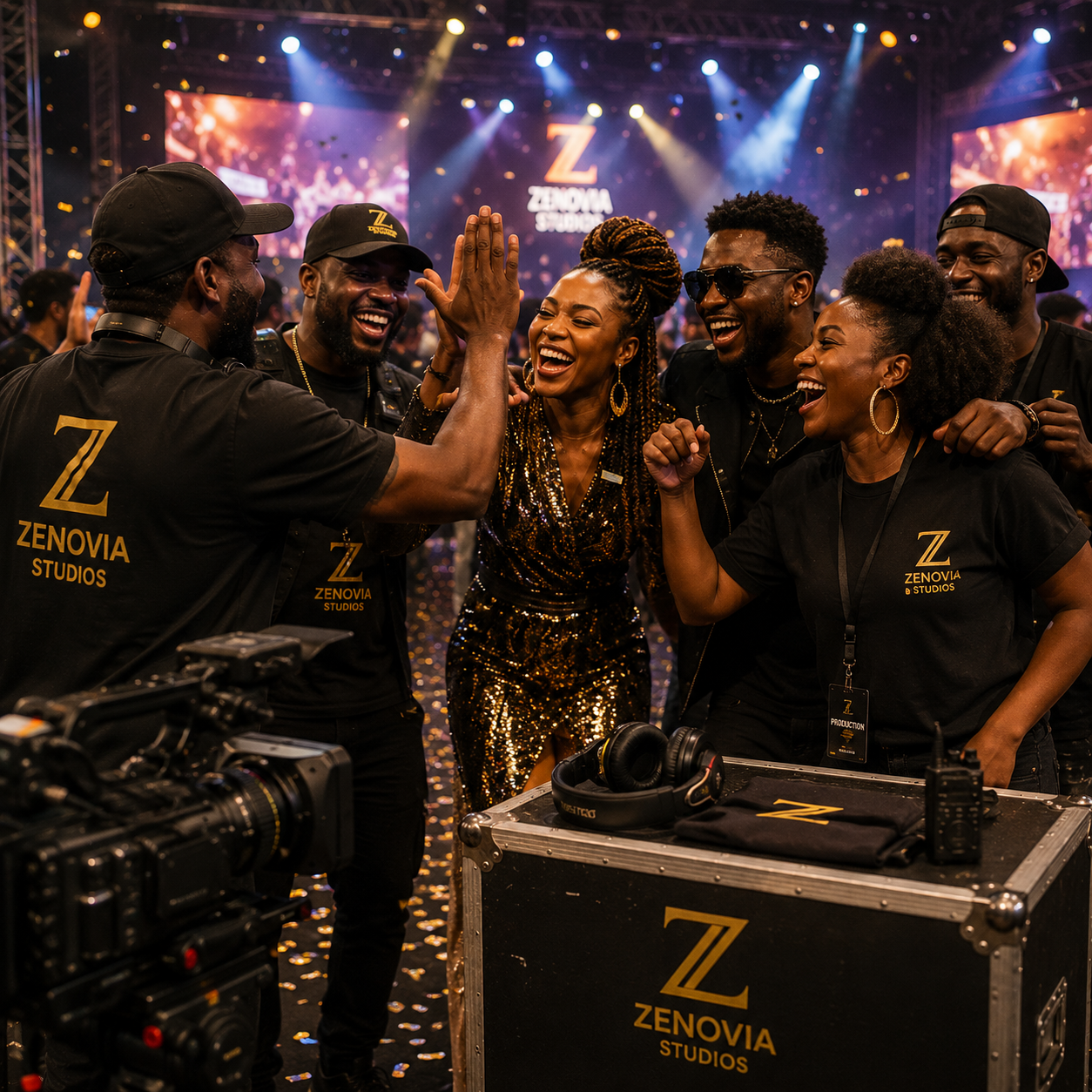 Moment de joie sur un plateau Studios Zenovia