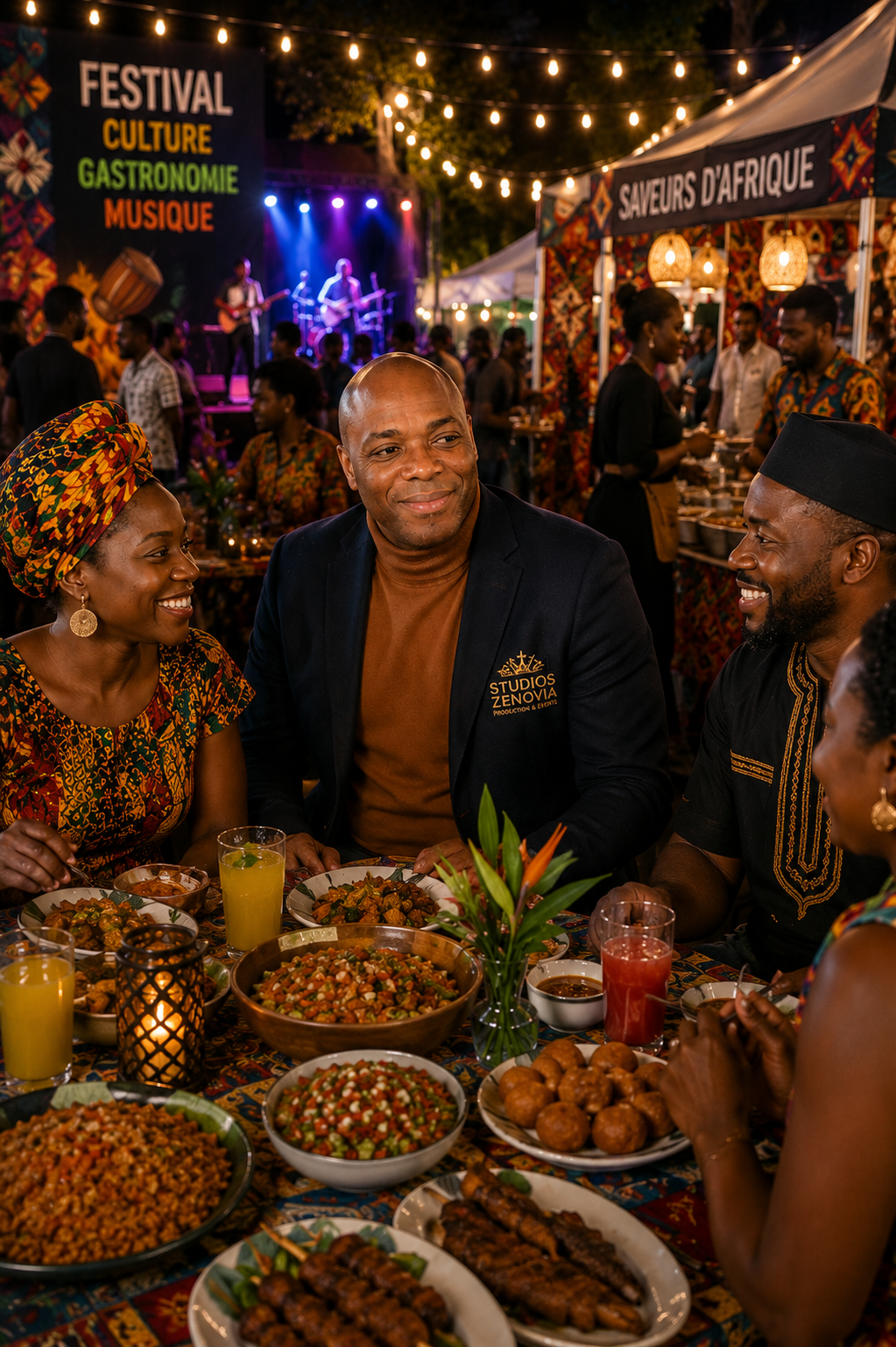 Festival culturel et gastronomique africain, repas partagé en soirée